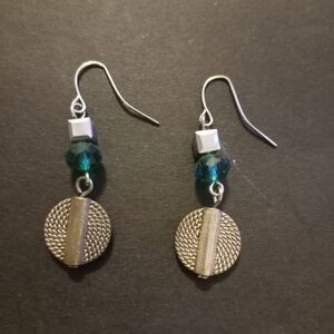 Elegant Silver and Teal Dangle Earrings